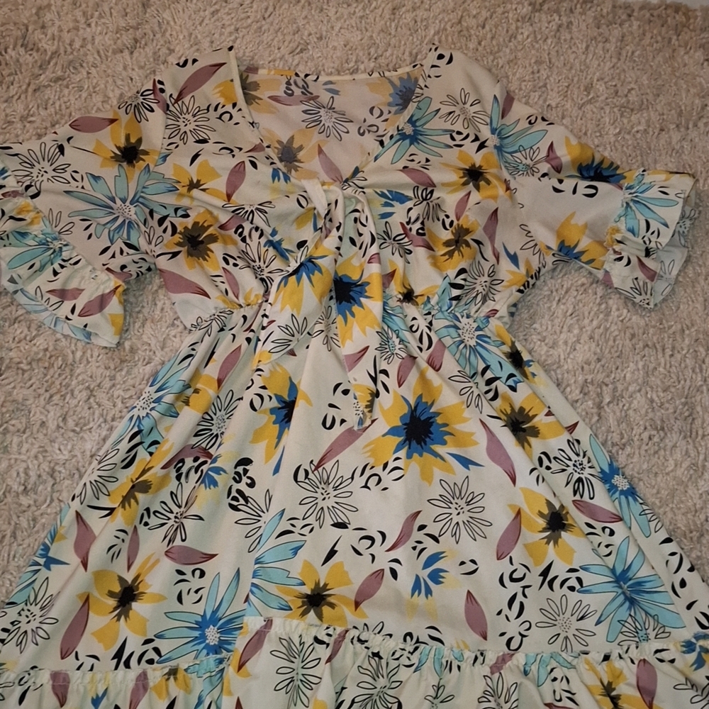 Floral Women's Dress in Yellow and Blue